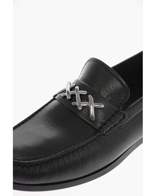 Zegna Black Ez Luxury Leather Portofino Loafers for men