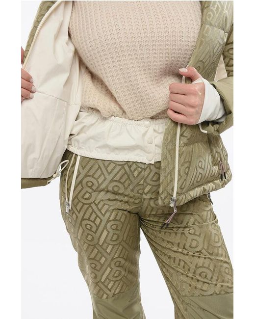 Yves Salomon Natural Monogrammed Ski Jacket With Fur