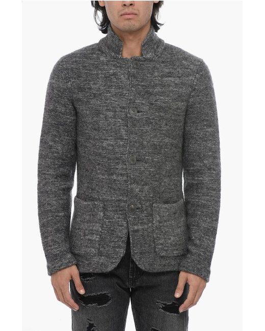 Armani Gray Giorgio Alpaca Blend Cardigan With Patch Pockets for men