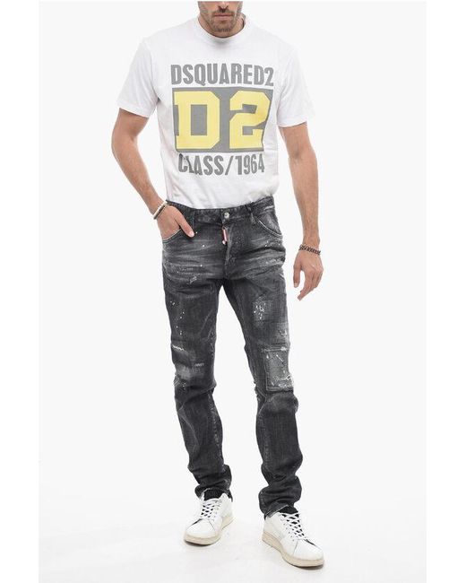 DSquared² Black Cool Guy Denims With Paint Motif for men