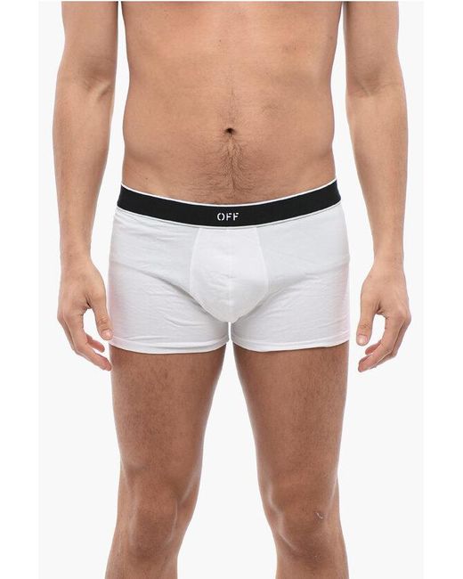 Off-White c/o Virgil Abloh Blue Set Of 2 Stretch Cotton Boxer With Logoed Elastic Band for men