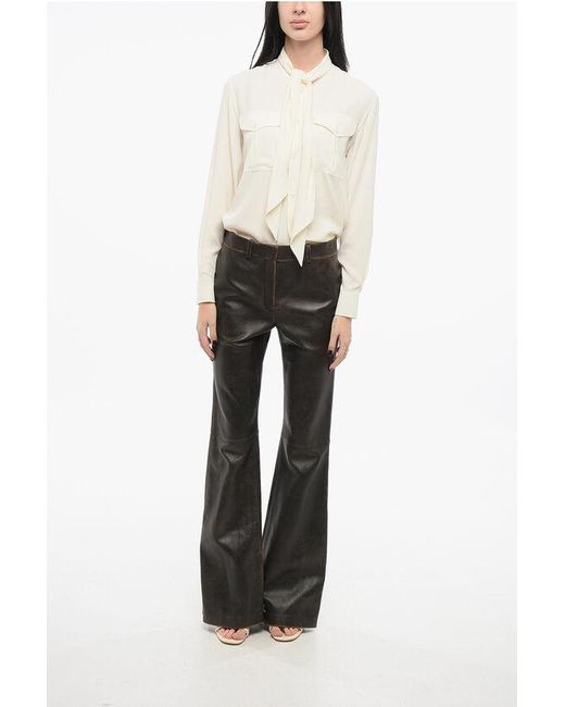 Loewe Black Leather Flared Pants