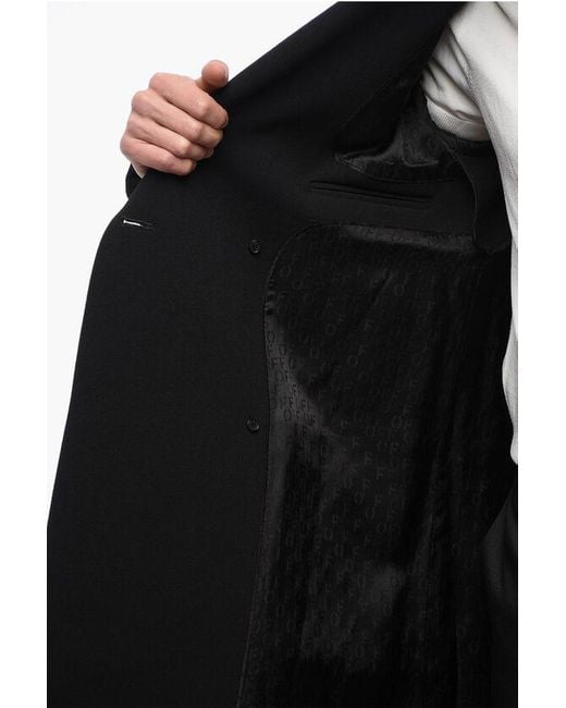 Off-White c/o Virgil Abloh Black Double-Breasted Zip Around Virgin Wool Coat for men