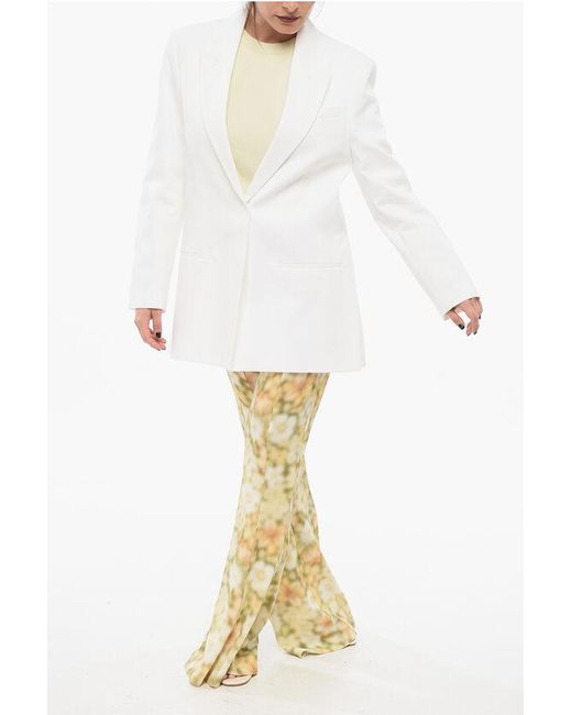 Calvin Klein White Cotton Single Breasted Blazer With Jetted Pocketd