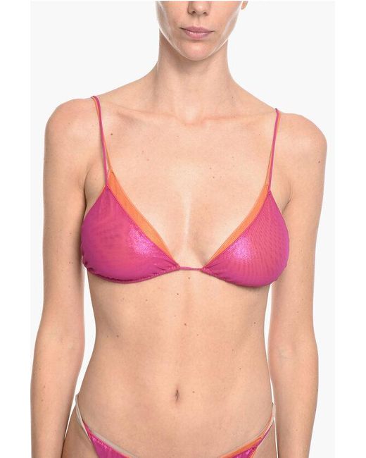 Oseree Pink Lurex Mesh Bikini