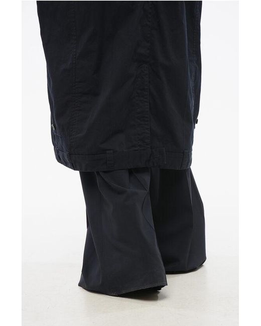 Balenciaga Black Lined Cotton Trench Coat With Hidden Buttoning