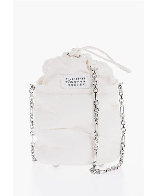 Maison Margiela White Mm11 Leather Glam Slam Bucket Bag With-Tone Chain