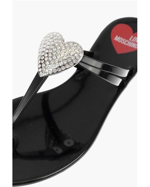 Moschino White Love Rubber Flip-Flop Sandals With Heart Detail