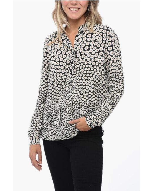 Stella McCartney Gray Silk Blouse With Floral Pattern