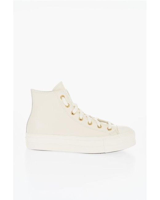 Converse Natural All Star Chuck Taylor Textured Leather Lift High-Top Sneaker