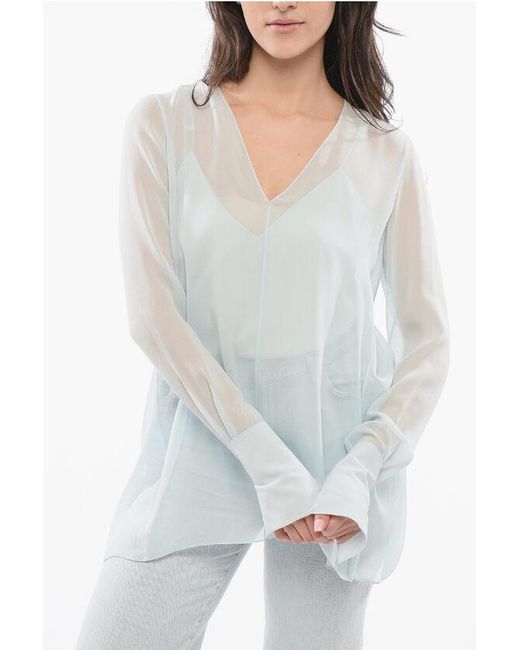 Givenchy Gray Chiffon Blouse With Tank Top