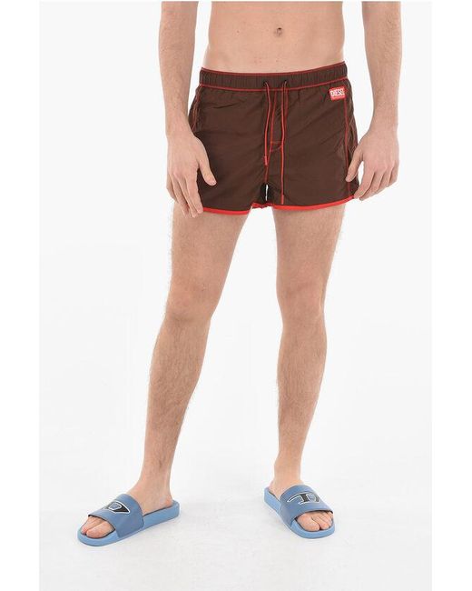 DIESEL Brown Tag Visible Stitching Nylon Bmbx-Reef-30 Swim Shorts for men