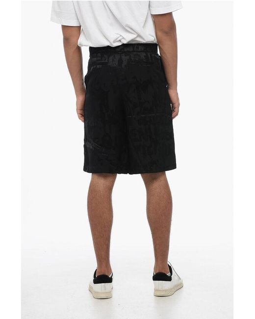 Alexander McQueen Black Monogram Patterned Jacquard Satin Shorts for men