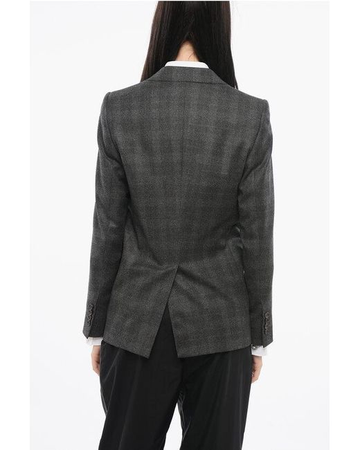 Céline Black Wool Checkered Blazer