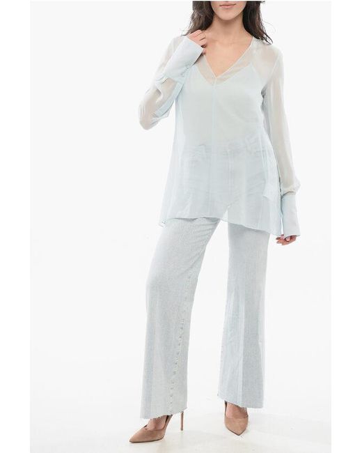 Givenchy Gray Chiffon Blouse With Tank Top