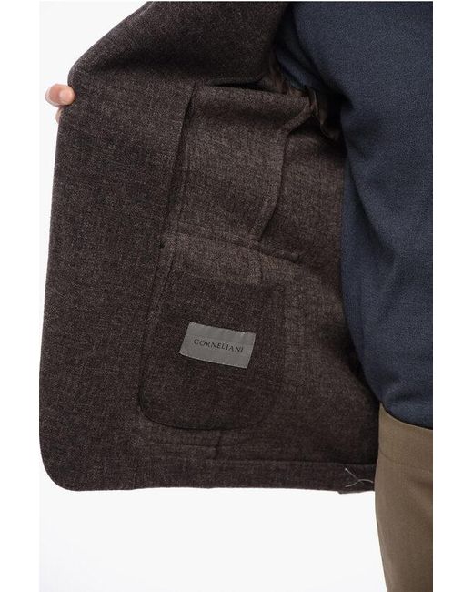 Corneliani Gray Single-Breasted Jersey Blazer With Notch Lapel for men