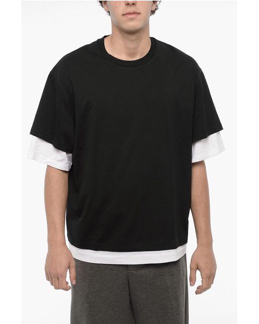 Neil Barrett Black Slim Fit Crew-Neck T-Shirt With Contrat Egdes for men