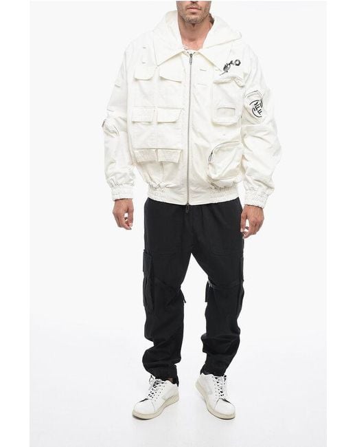 Off-White c/o Virgil Abloh White Utility Bomber Jacket With Removable Hood for men