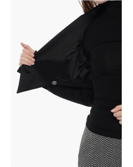 LAQUAN SMITH Black Crossed Cropped Blazer With Satin Lapel