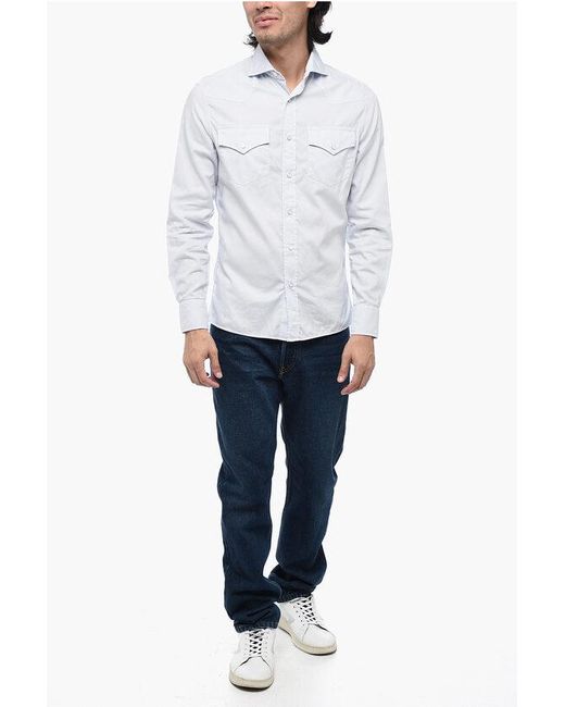 Brunello Cucinelli White Leisure-Fit Shirt With Jewel Buttons for men