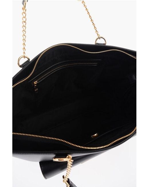 Moschino Black Love Faux Leather Tote Bag With Golden Details