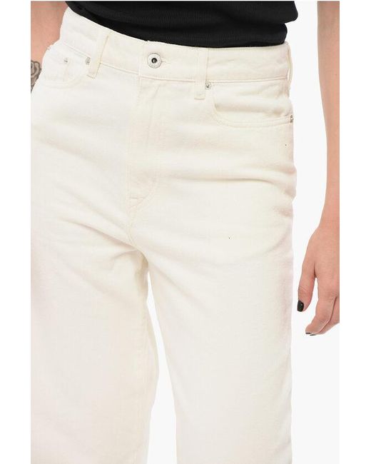 KENZO White Cropped Fit Sumire Denims With Belt Loops 25Cm