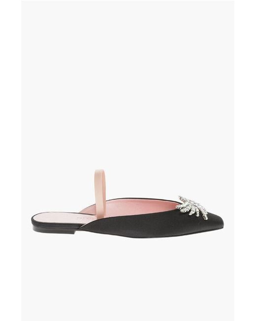 Piferi White Jewels Embellished Satin Mules