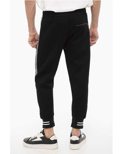 Neil Barrett Black Neoprene Skinny Fit Biker Joggers With Contrasting Side Band for men