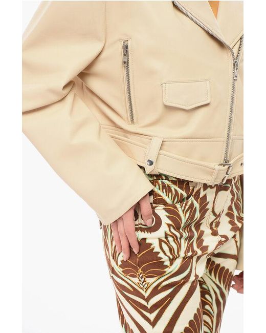 S.w.o.r.d 6.6.44 Natural Cropped Biker Leather Jacket