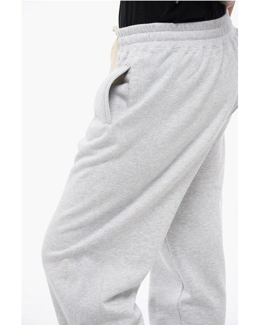 Miu Miu White Cotton Sweatpants With Side Ribbed Bands