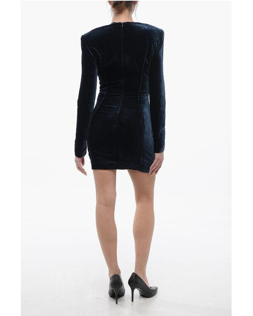 Philipp Plein Black Couture Velour Dress Elegant With Lace-Up Detail
