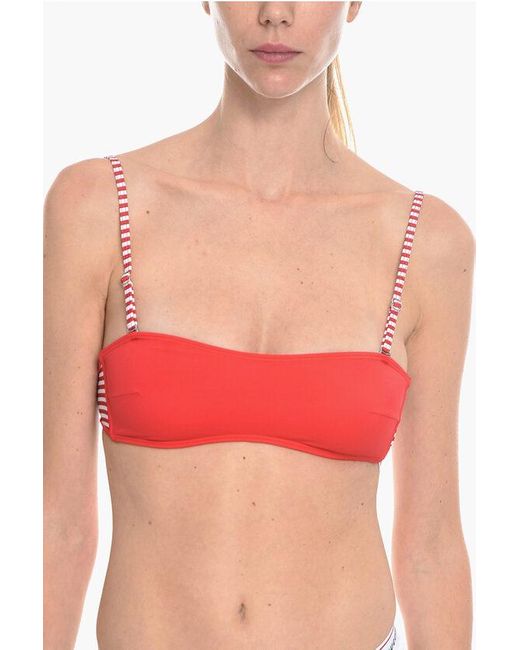 DIESEL Red Striped Details Bfb-Dolys Bandeau Bikini Top