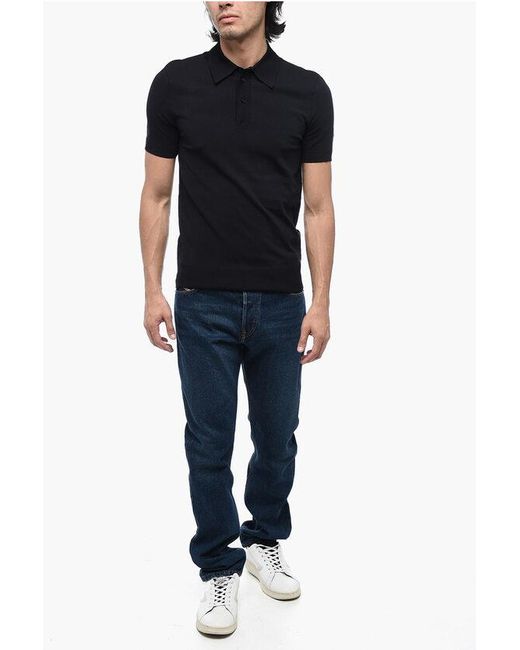 Neil Barrett Black Solid Color Slim Fit Polo Shirt for men