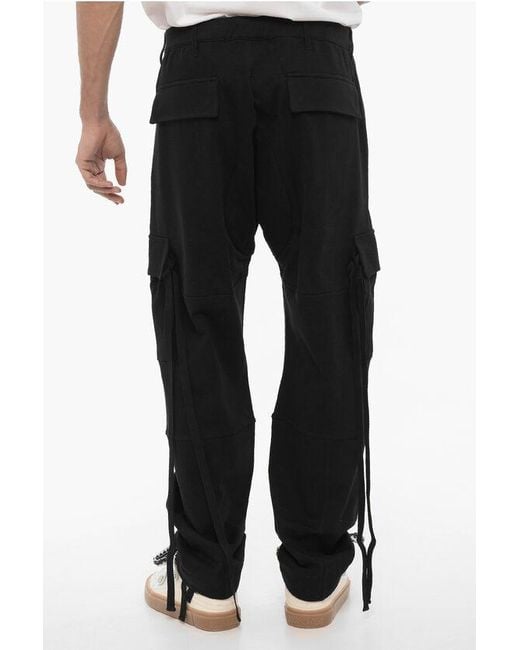 Marcelo Burlon Black Solid Color Cargo Sweatpants With Contrasting Embroidery for men