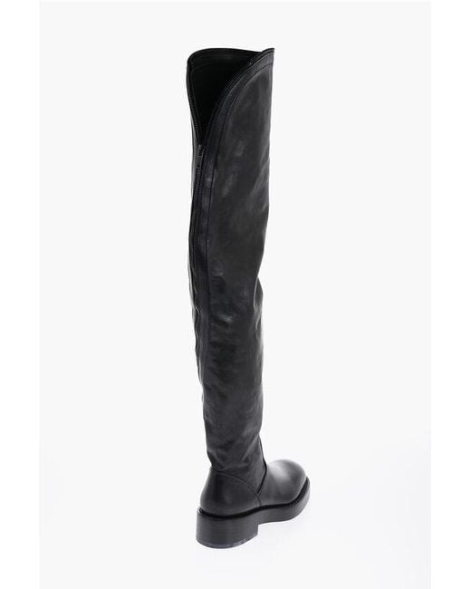 Ann Demeulemeester Black Leather Nicky High Boots With Zip Detailing