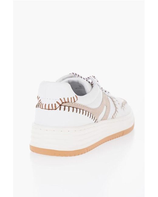 Hogan White Two-Tone Leather Low-Top Sneakers