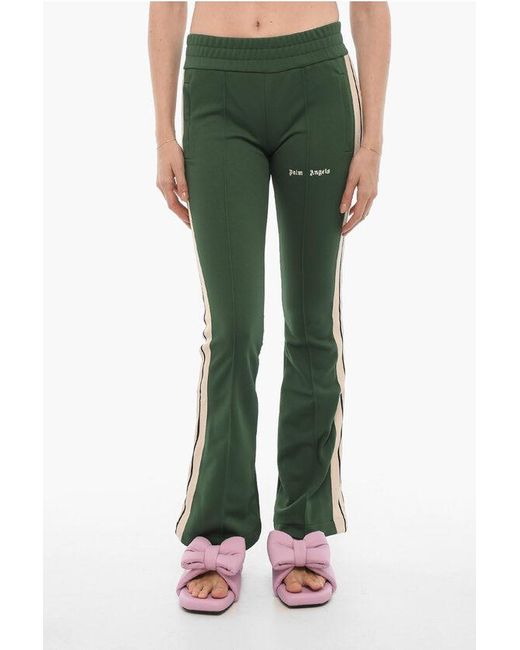 Palm Angels Green Flared Joggers With Contrasting Side Band