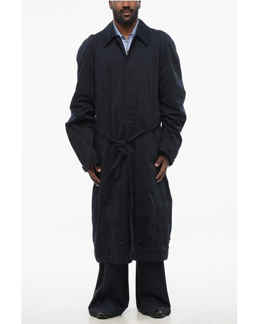 Balenciaga Black Lined Cotton Trench Coat With Hidden Buttoning