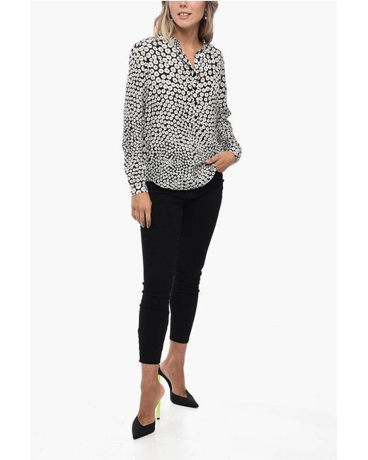 Stella McCartney Gray Silk Blouse With Floral Pattern