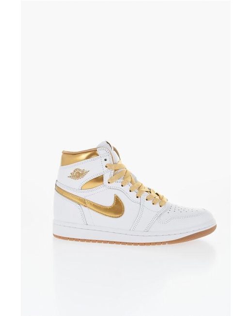 Nike Metallic Air Jordan Two-Tone Leather 1 Retro Hi Og High-Top Sneakers