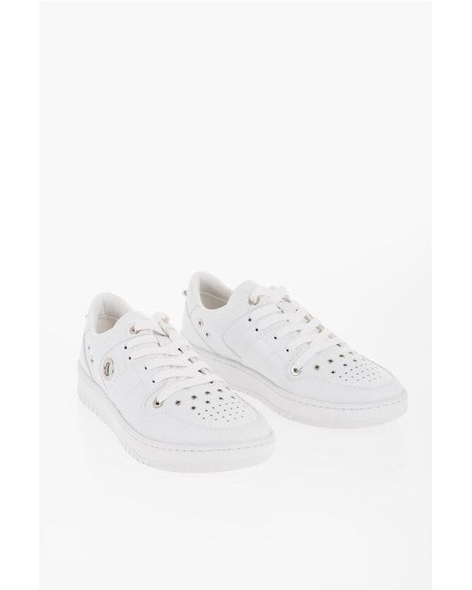 Neil Barrett White Faux Leather Low-Top Sneakers With Cut Out for men