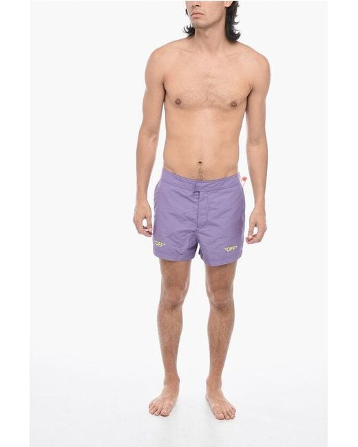 Off-White c/o Virgil Abloh Purple Boxer Swimshort With Logo Print for men