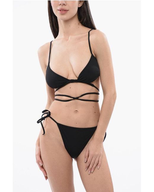 Balenciaga Black Lace-Up Wrap Bikini Set