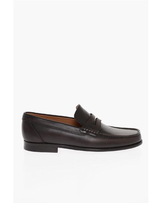 Testoni Brown Handcrafted Bracciano Leather Loafers for men