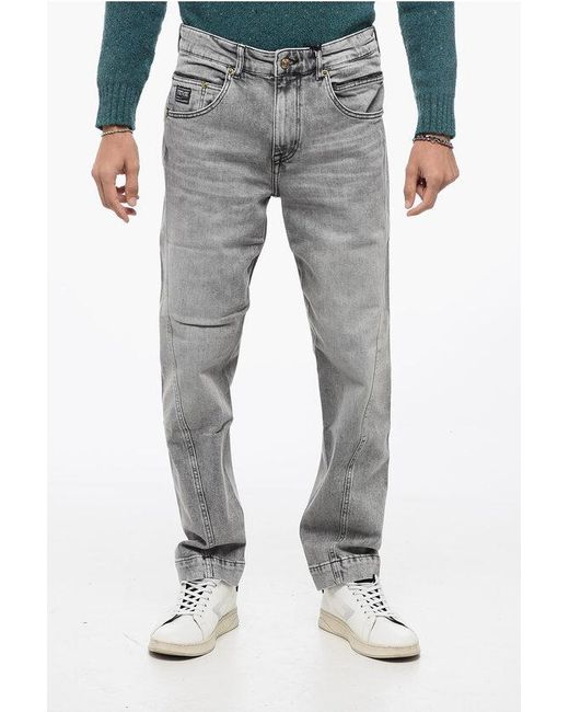 Versace Gray Jeans Couture Skinny-Fit Denims With Logo Patch for men