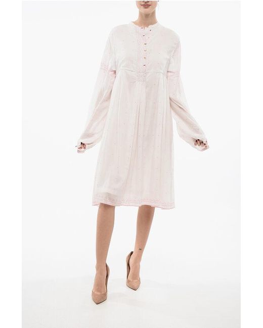 Péro White Flared Bottoni Dress