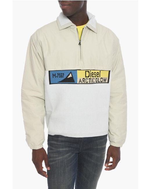 DIESEL White K-Marc Knit Jacket With Half-Zip for men