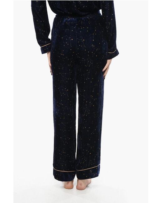 SLEEPWALKER Blue Velvet Pyjama Set With Constellation Motif