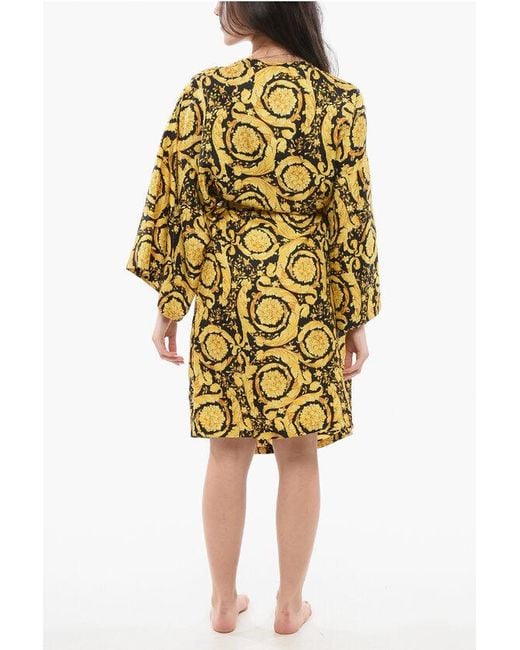 Versace Yellow Silk Barocco Robe