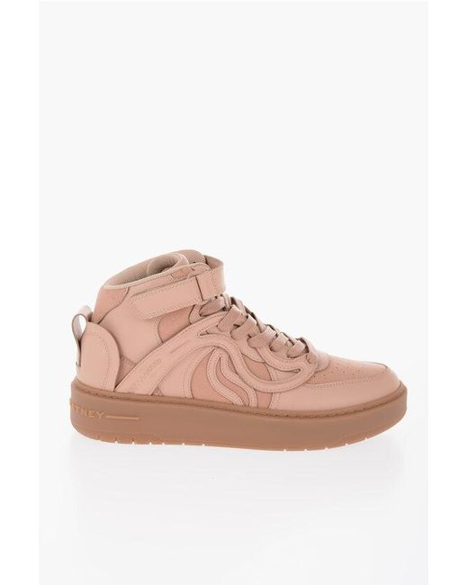 Stella McCartney Pink Vegan Leather S-Wave High-Top Sneakers